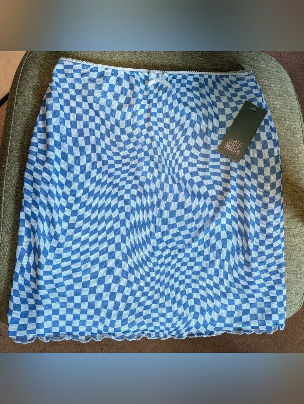 Wild Fable Blue Checkered Mini Skirt - Size S